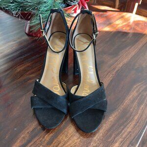 Sam Edelman Black Suede Chunky Heel Sandals – Size 9.5 – 4" Block Heel